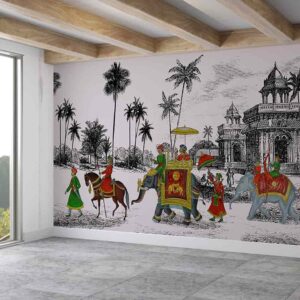 Indian Mughal King procession Wallpaper Mural