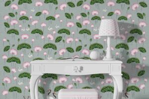 Pichwai Kamal Talai- Lotus in Pond Wallpaper Mural