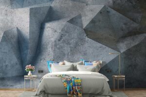 3D Geometric Concrete Wallpaper  Modern Abstract Wall Mural