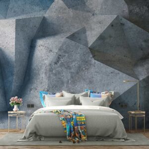 3D Geometric Concrete Wallpaper Modern Abstract Wall Mural