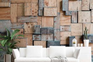 3D Wooden Blocks Wallpaper Mural