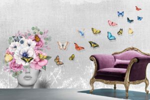 Abstract Feminine Wallpaper Mural for Creative Living Spaces