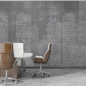 Urban City Skyline Wallpaper Concrete Textured Wall Mural for Modern Interiors