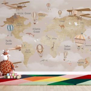 Kids Map- Brown with Glider Hot Air Balloon