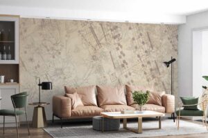 Beige floral Musical Wallpaper Mural