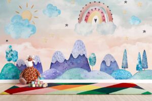 Once upon a Time-Rainbow Mountains Trees Cloud Sun