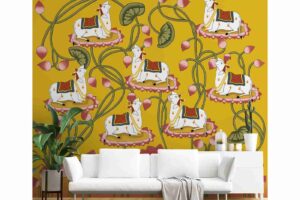 Pichwai-Cows sitting on Lotus