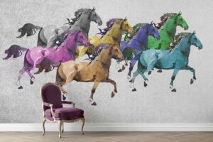 Seven Galloping Horses pastel WallMural