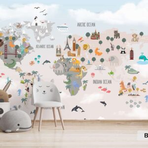 Kids Map- blue n peach