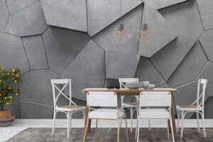Industrial 3D Geometric Concrete Texture Wallpaper Mural for Urban Interiors