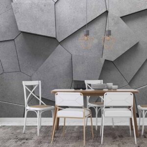 Industrial 3D Geometric Concrete Texture Wallpaper Mural for Urban Interiors