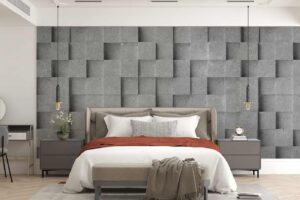 3D Concrete Block Texture Wallpaper Mural