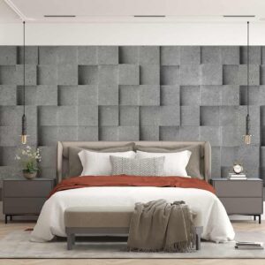 3D Concrete Block Texture Wallpaper Mural